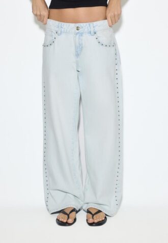 Wide Leg Loose Studded Jeans