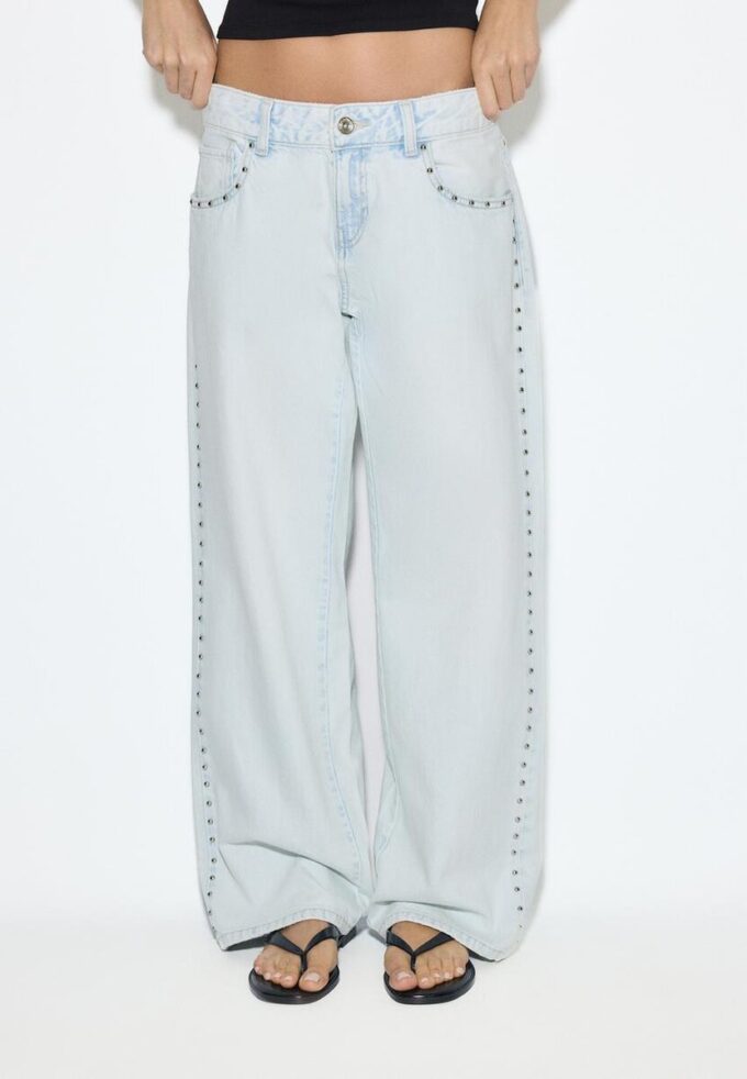 Wide Leg Loose Studded Jeans