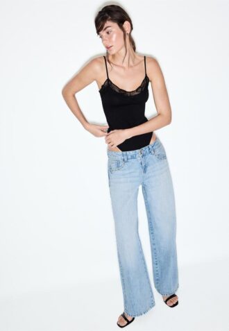 Wide Leg Loose Studded Jeans