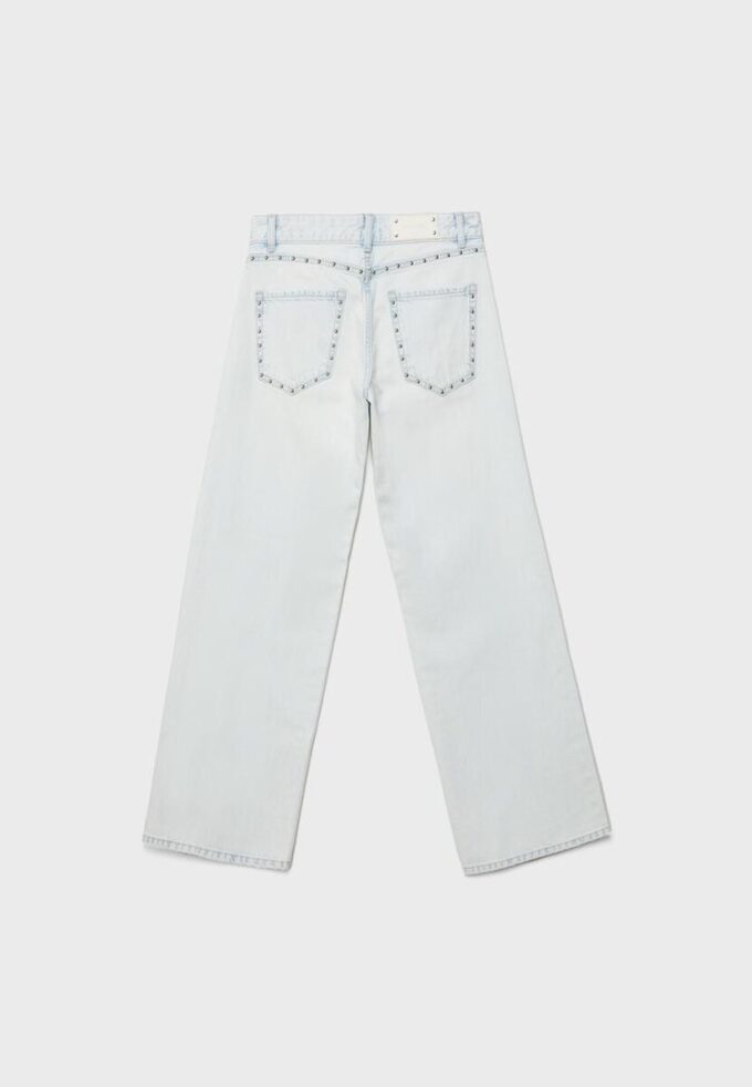 Wide Leg Loose Studded Jeans