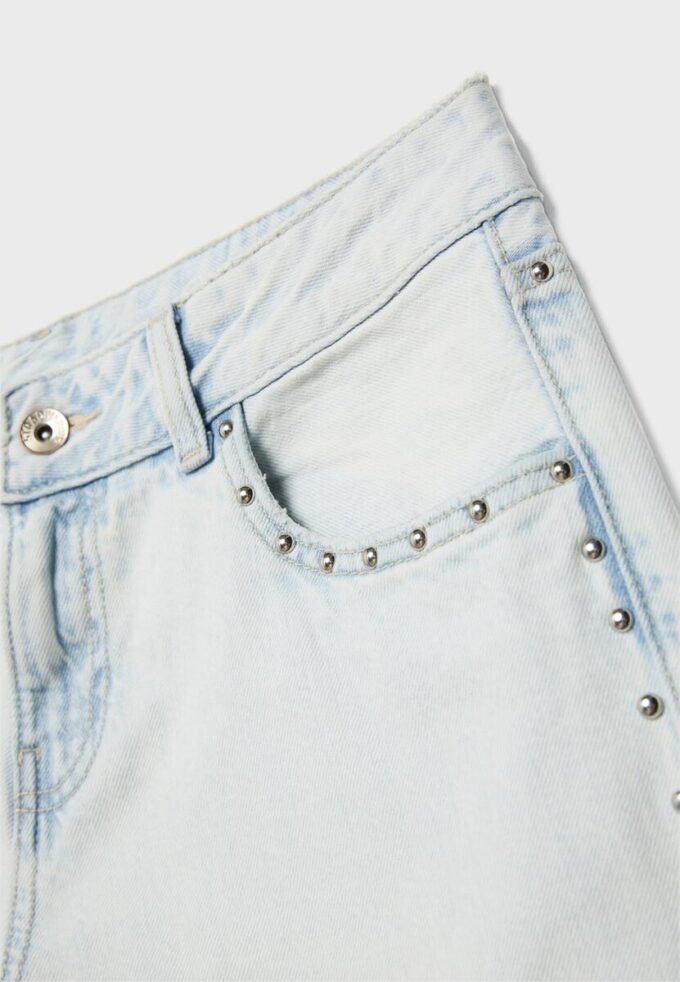 Wide Leg Loose Studded Jeans