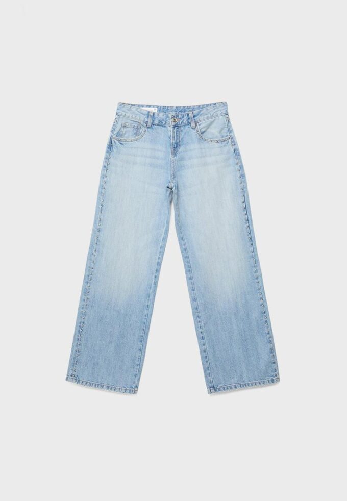 Wide Leg Loose Studded Jeans